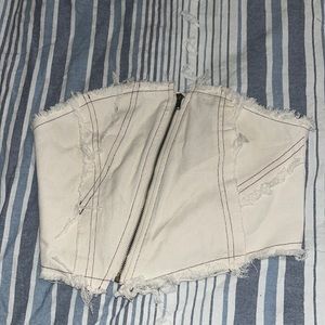 SHEIN. Cropped tube top zipper up.